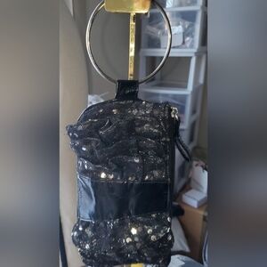 Black Sparkly Clutch with Textured Finish